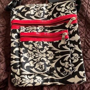 Black and white crossbody bag.